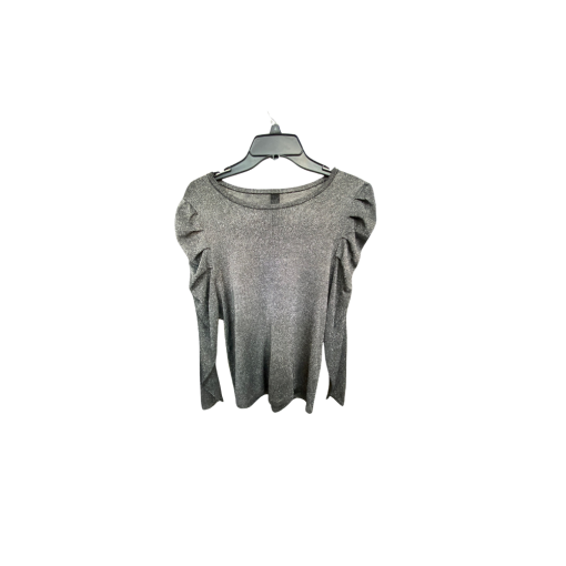 Silver Puff Sleeve Top - Size S - Women's Blouse - Party Wear