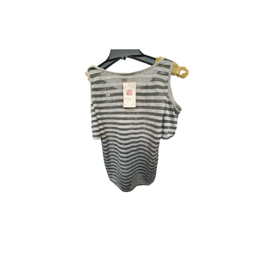 LIDA Gray Striped Cold Shoulder Top - Size S - Women's Blouse - Image 2