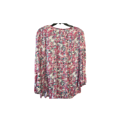 HOPE & HARLOW Floral Blouse M Pink Long Sleeve Top - Image 2