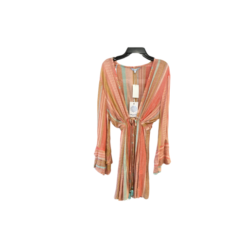 Blue Island Striped Cover Up Dress - Peach - Size S - Beachwear