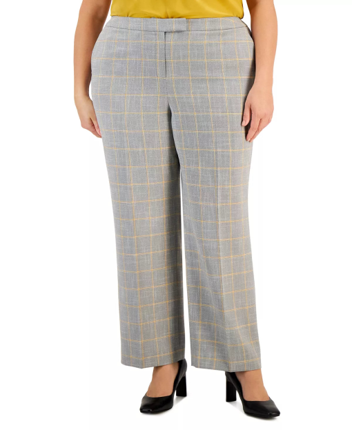 Kasper Plus Plaid Pants Gray 24W - Women's Dress Pants