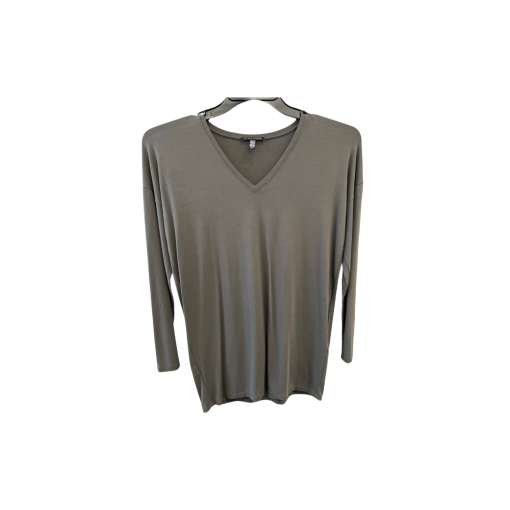 EILEEN FISHER XS Green V-Neck Long Sleeve Top - Women's Shirt