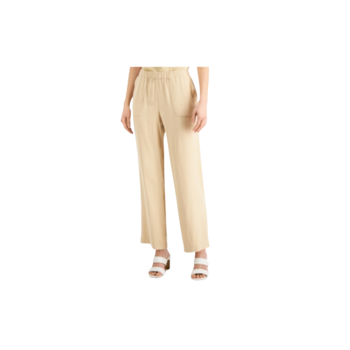 Alfani Beige Pull-On Pants Size 14 - Women's Wide Leg Trousers