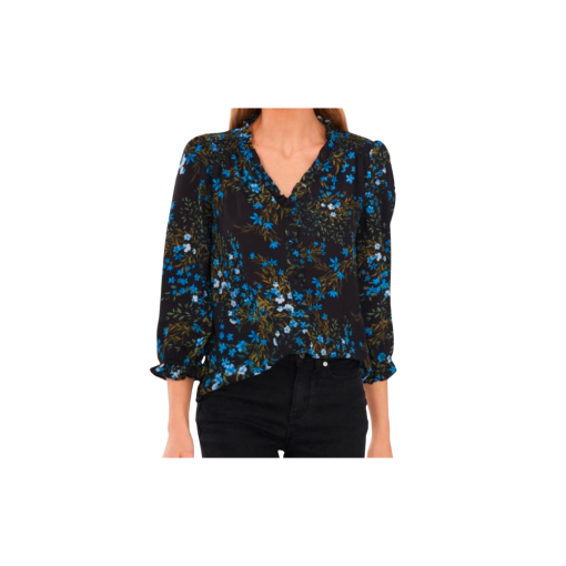 CeCe Floral Blouse Black Blue XS - Women's Tops - Nordstrom