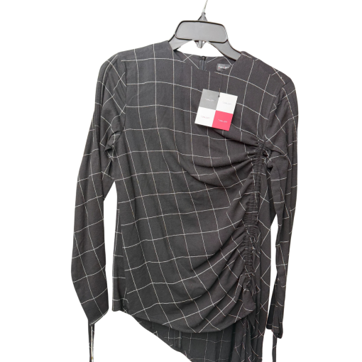 CONCEPT Black Plaid Ruched Blouse - Size S - Women's Top