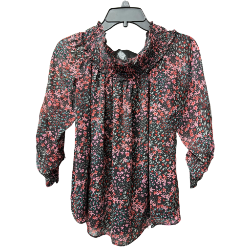 CeCe Floral Blouse XS Black Pink Women's Tops