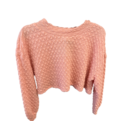 ALEEZA Paris Pink Popcorn Knit Crop Top - XS - Women's Sweater - Image 2