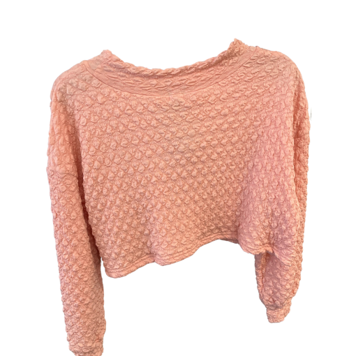 ALEEZA Paris Pink Popcorn Knit Crop Top - XS - Women's Sweater