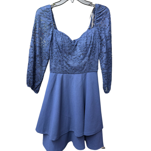 B.Darlin Blue Lace Long Sleeve Dress - Size  - Party Dress