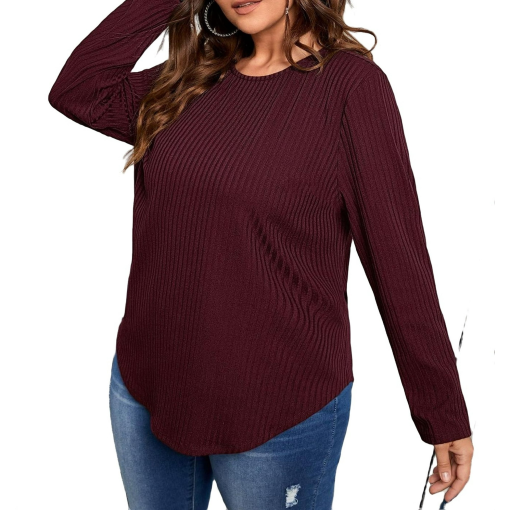 Calvin Klein Ribbed Tunic Sweater - Burgundy XS - Women's Tops - Image 2