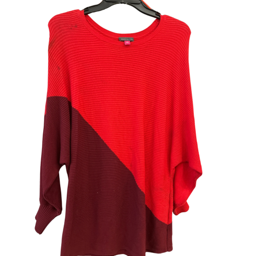 Vince Camuto Red & Burgundy Ribbed Sweater, Size S, Women's Top