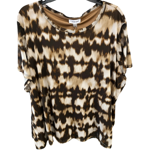 Calvin Klein Brown Animal Print Top Size X - Women's Blouse