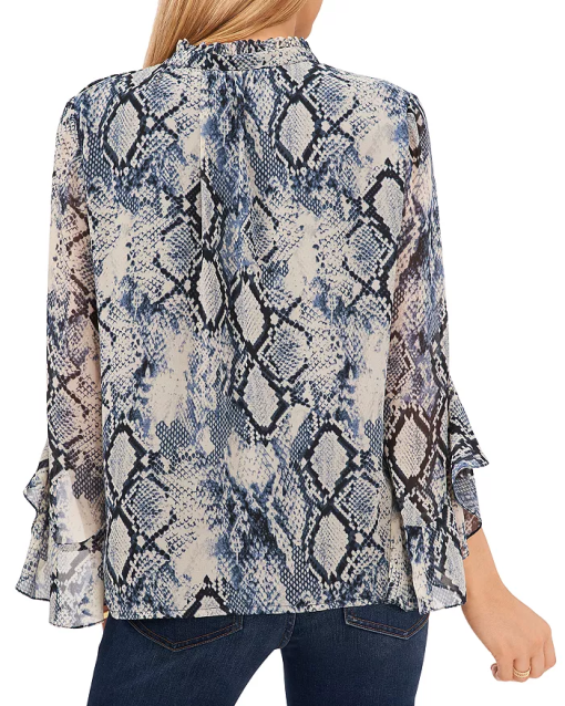 Vince Camuto Blue Snake Print Blouse XS - Women's Tops - Image 2