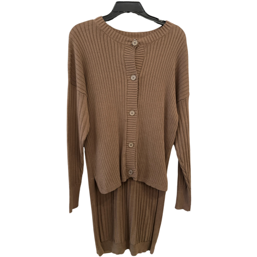 CONCEPT Brown Ribbed Knit Dress - Size S - Sweater Dress