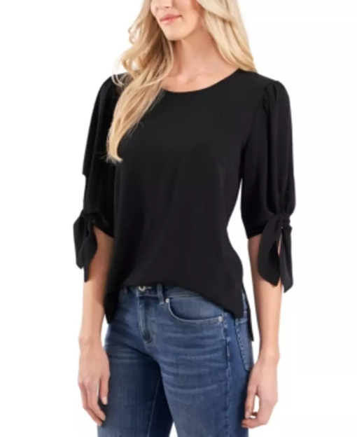 CeCe Black Puff Sleeve Blouse XS - Women's Tops & Blouses