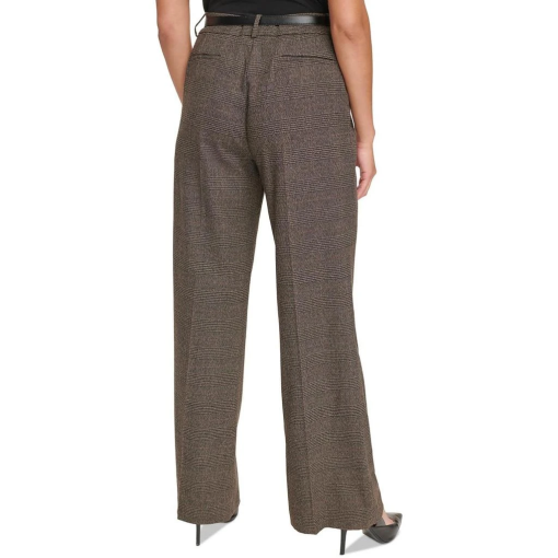 Calvin Klein Plaid Wide Leg Pants - Coffee Bean - Size 12 - Women's Trousers - Image 2