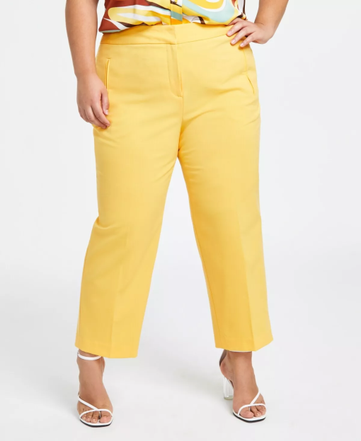 Bar III Plus Yellow Straight Leg Pants - Size 16W - Women's Trousers