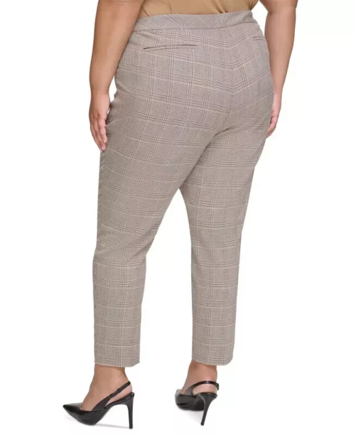 Calvin Klein Plus Plaid Ankle Pants - Brown - Size 16W - Women's Trousers - Image 2