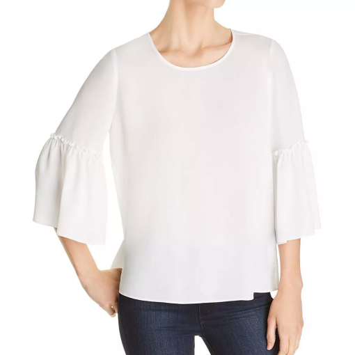 KENSIE White Bell Sleeve Blouse - XS - Women's Tops