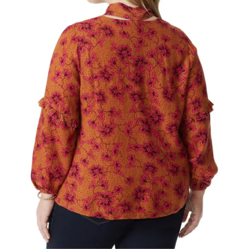 Jessica Simpson Plus Floral Blouse Rust 1X Women's Tops - Image 2