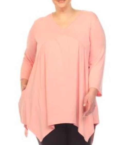 White Mark Plus Peach Tunic Top - Plus Size 3XL - Women's Blouse