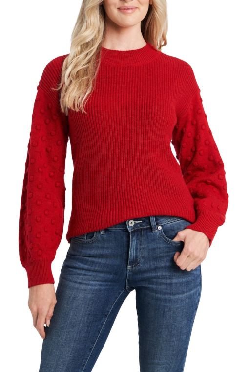 CeCe Red Polka Dot Sweater - Small - Women's Pullover Knitwear