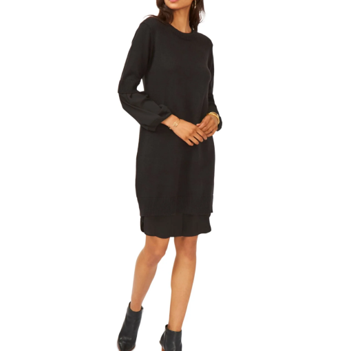 Vince Camuto Black Sweater Dress, Size M, Knee Length, Work Dress