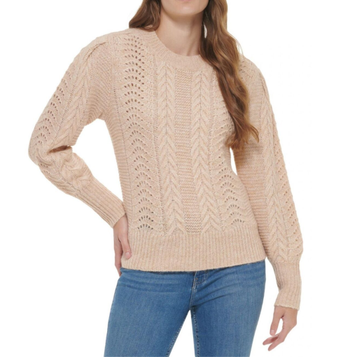 Calvin Klein Beige Cable Knit Sweater - XL - Women's Pullover