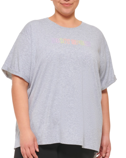 DKNY Sport Plus Size Gray Tee - Women's Workout Top 2X