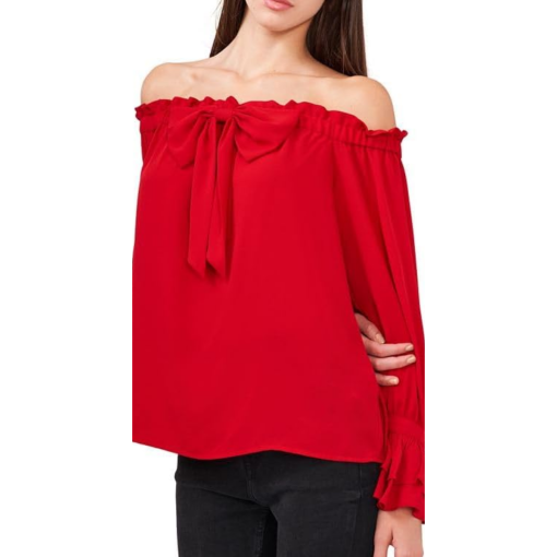 Riley & Rae Red Off-Shoulder Blouse - XL - Women's Tops