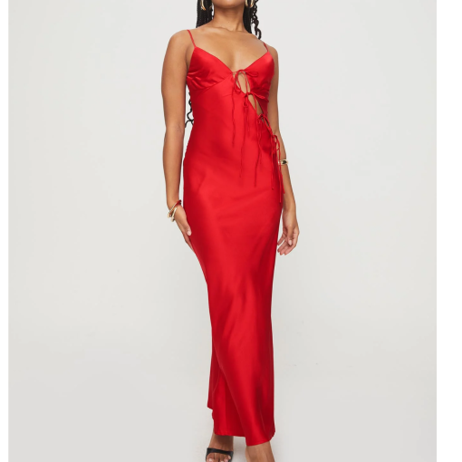 RATED PG Red Satin Maxi Dress - Size 4 - Women's Formal Wear