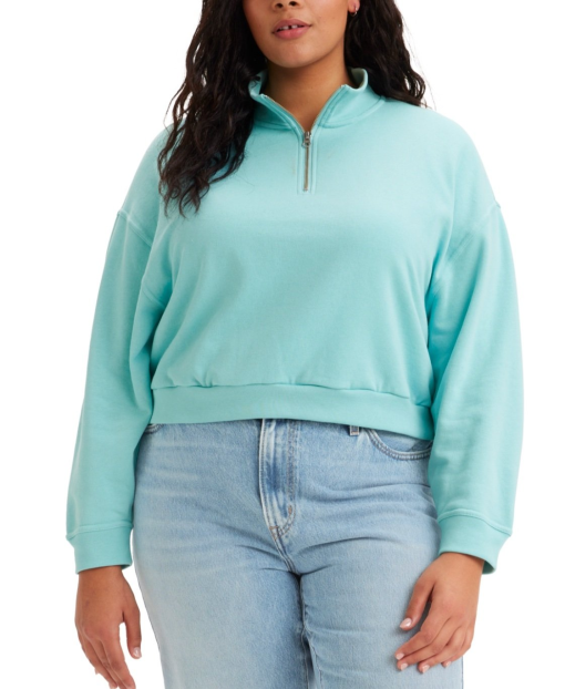 Levi's Plus Size Teal Fleece Pullover Sweatshirt - Women's Top