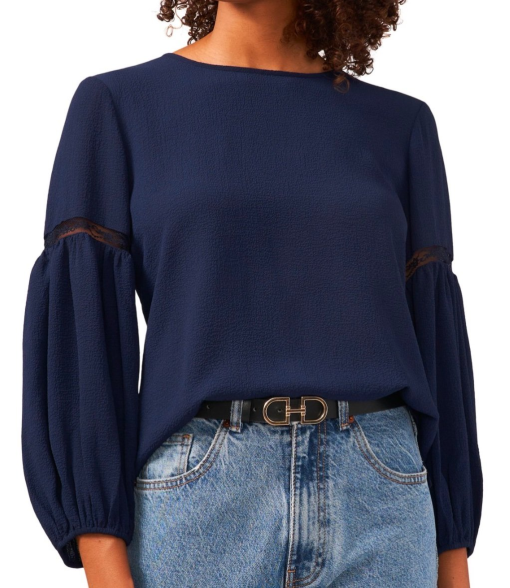 Vince Camuto Navy Blouse XL Balloon Sleeve Top - Women's Shirts