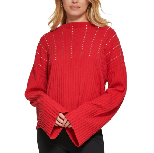 DKNY Red Studded Sweater XS - Women's Knitwear Top