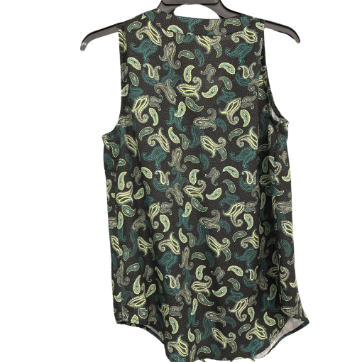 EMALINE Paisley Print Sleeveless Blouse, Black/Green, Size S, Top - Image 2