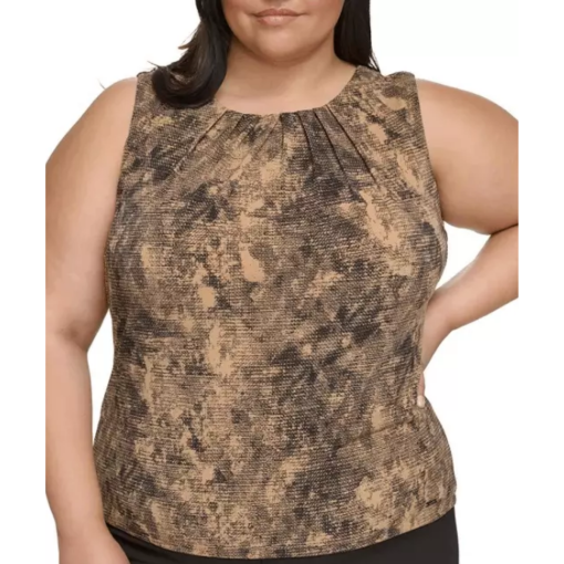 Calvin Klein Plus Brown Sleeveless Top 2X - Women's Blouse