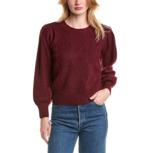 1.state Cable Knit Sweater - Windsorwine Red 3X - Women's Pullover