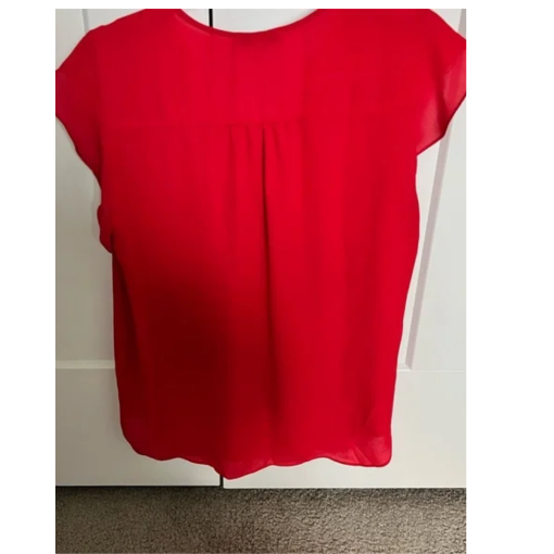 CHAUS Red Blouse Medium Women's Top | Ruffle Sleeve Shirt - Image 2