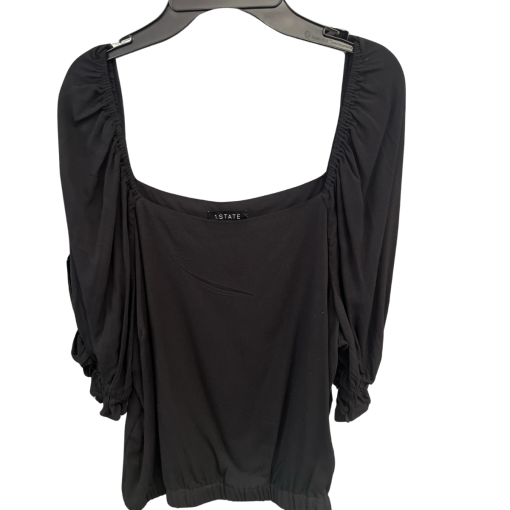 1.STATE Black Square Neck Blouse Plus Size 0X | Tops