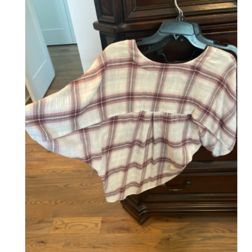 PAIGE Plaid Top - Cream/Burgundy, Size S - Women's Blouse - Image 2