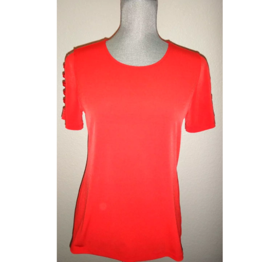 Ruby Rd Red Short Sleeve Top Small - Women's Blouse