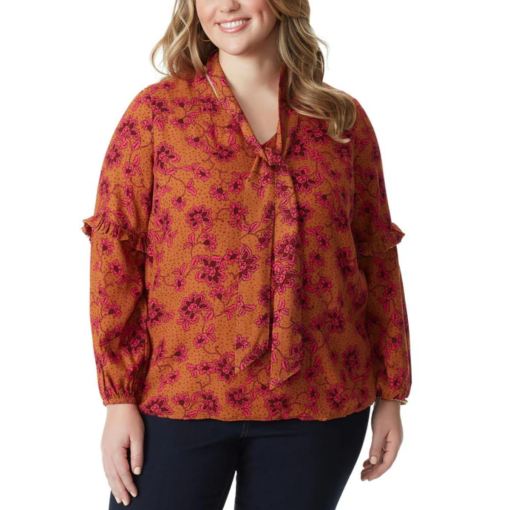 Jessica Simpson Plus Size Floral Blouse - Glazed Ginger - 2X - Tops