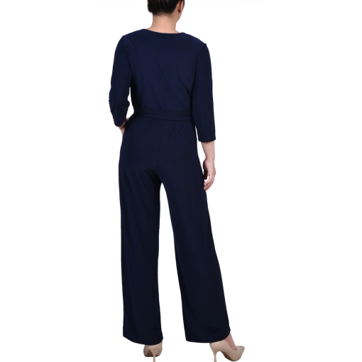 NY Collection Petite Navy Jumpsuit - Wide Leg Pants - PL - Image 2