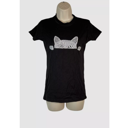 Tultex Black Cat T-Shirt XXL Graphic Tee for Women