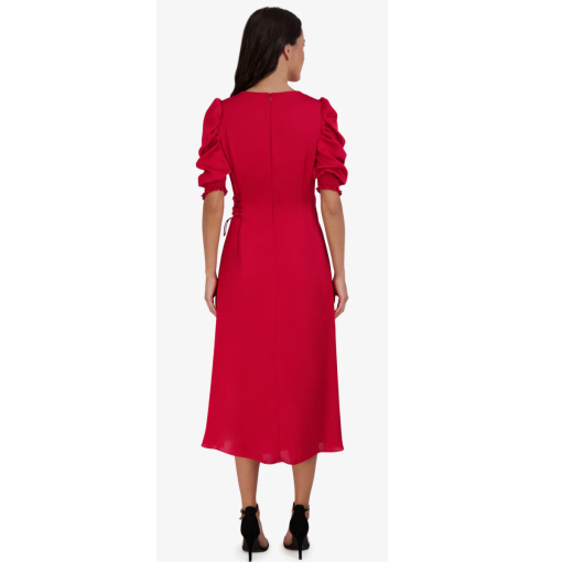 Red Midi Wrap Dress - Size 8 - Party Dress - - Image 2