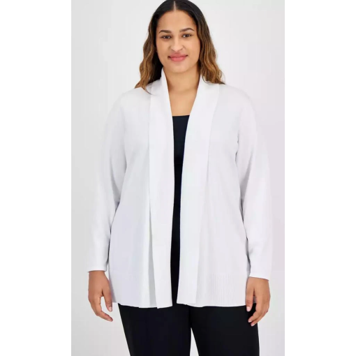 KASPER Plus White Open Cardigan Sweater - Women's XL - Knitwear