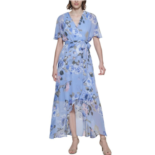 Jessica Howard Blue Floral Maxi Dress - Petite 10P - Party Dress