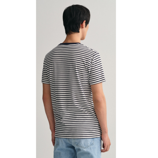 GANT Striped T-Shirt - Navy & White - Men's Tee - Size L - Image 2