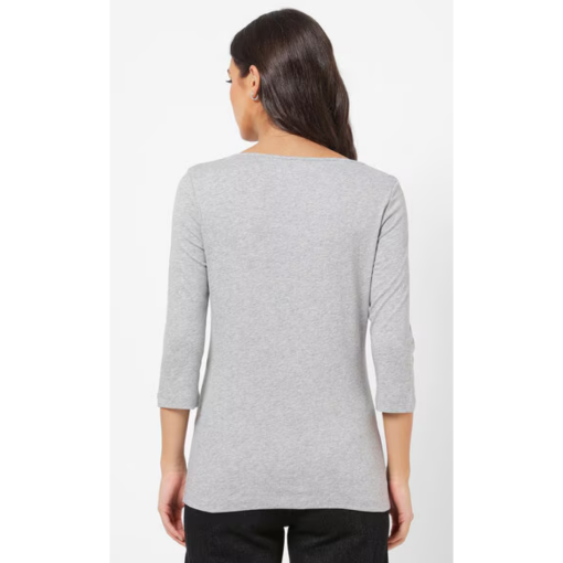 Tommy Hilfiger Gray 3/4 Sleeve Top - Women's T-Shirt - Image 2