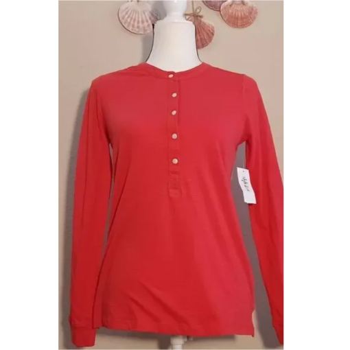 Style & Co Red Henley Top Plus Size 0X Women's Shirt